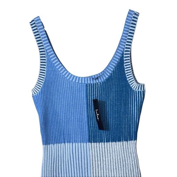 Lulus Radiant Personality Blue Color Block Ribbed Knit Midi Dress size XL NEW - Picture 6 of 13